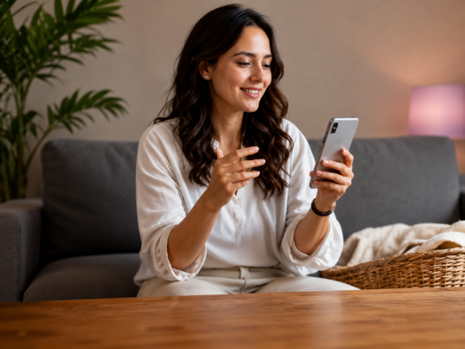 Creator watching a video on a phone